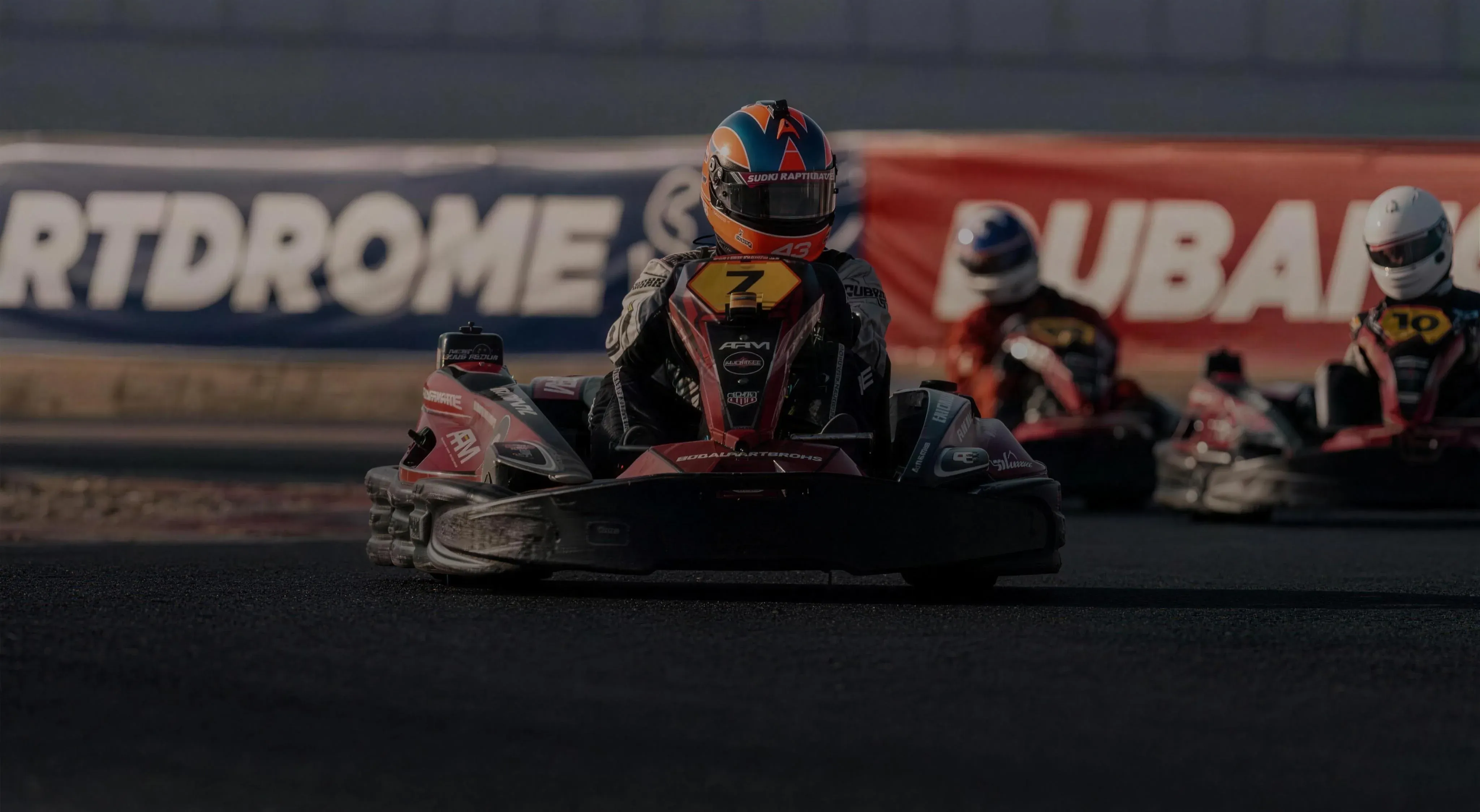 Karts racing at the Dubai Kartdrome