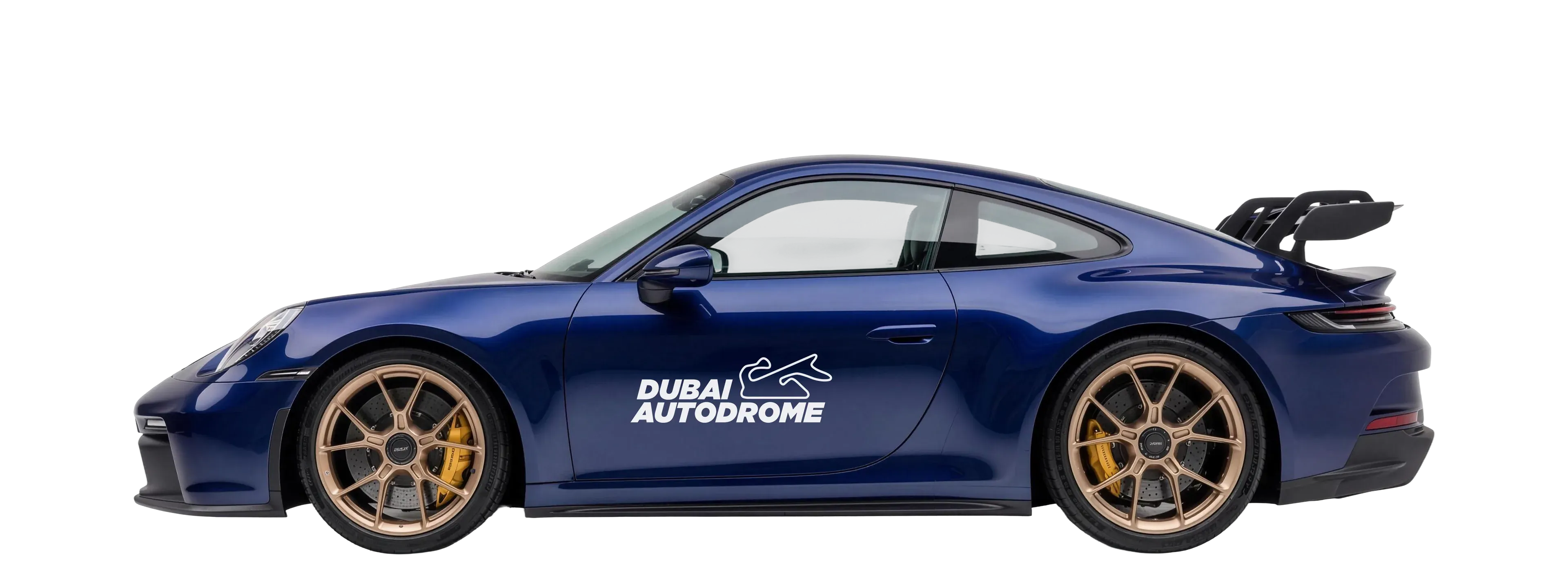 The Porsche 911 GT3 in Dubai Autodrome livery