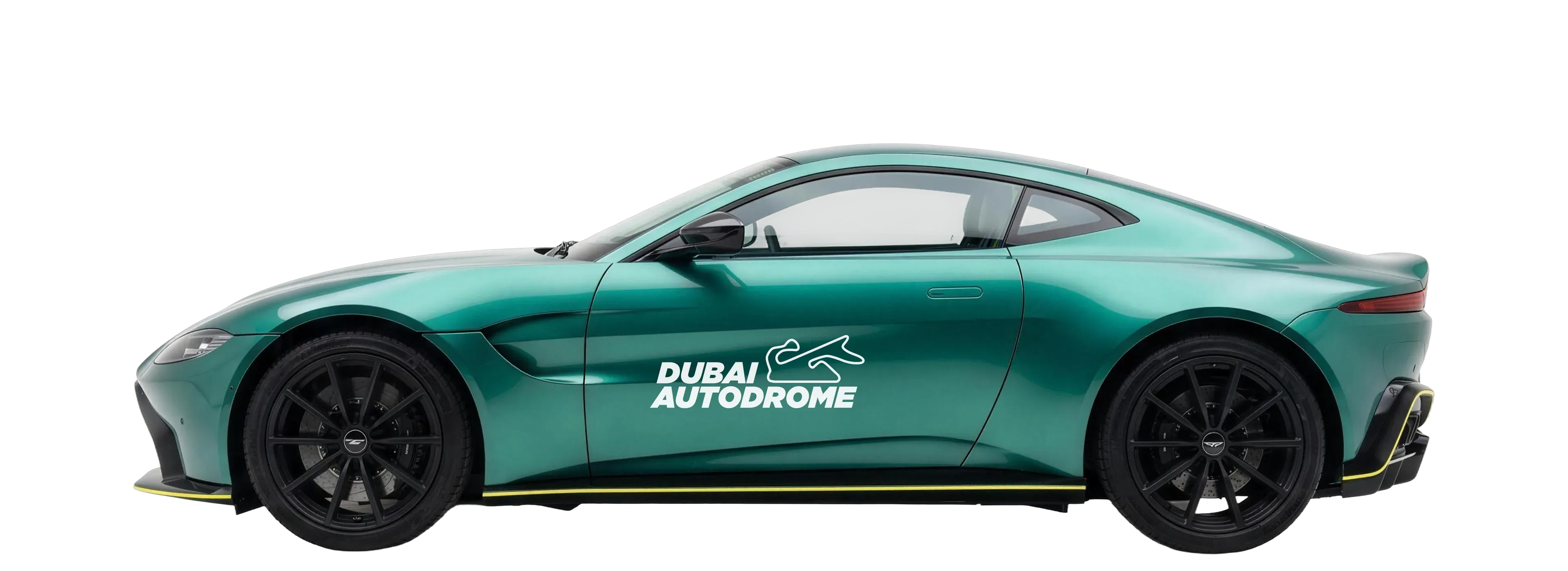 Aston Martin Vantage in Dubai Autodrome livery, side view