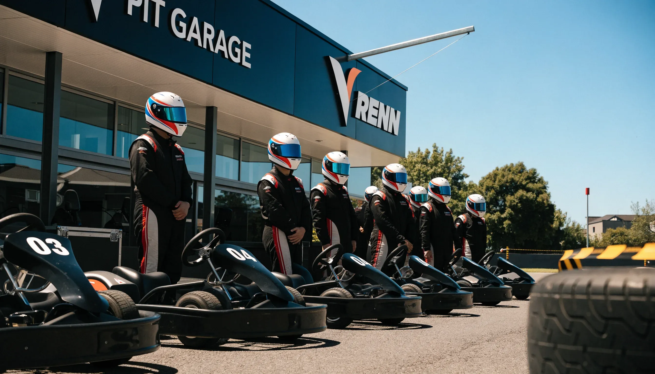 Karts racing at a corporate event