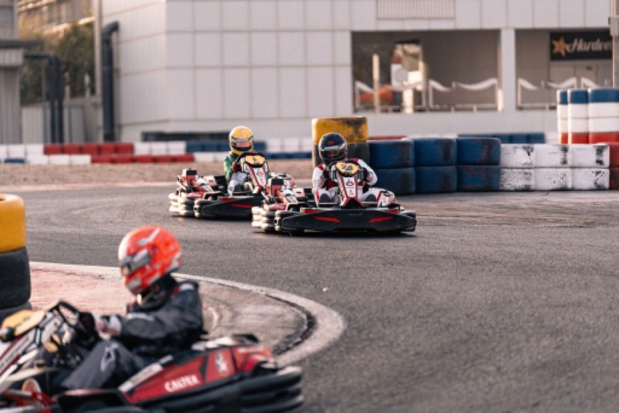 Karts cornering at the Kartdrome